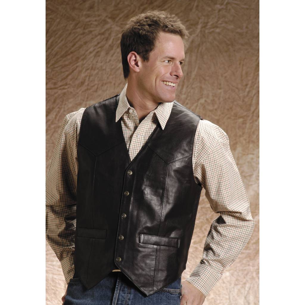 Roper Men's Big Man Lamb Skin Western Vest - Brown