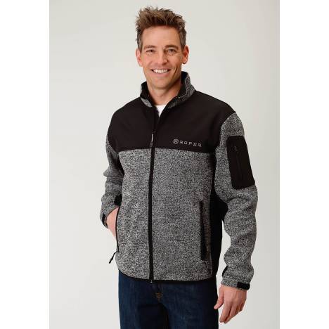 Roper Sweater Bonded Fleece Jacket - Mens - Black/Grey