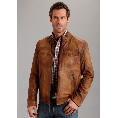Stetson Burnish Leather Jacket - Mens - Brown