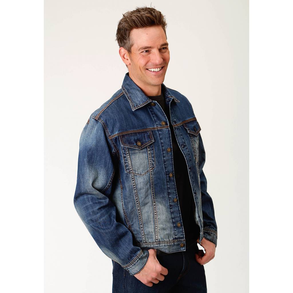 Stetson Denim Jacket with Logo - Mens - Blue