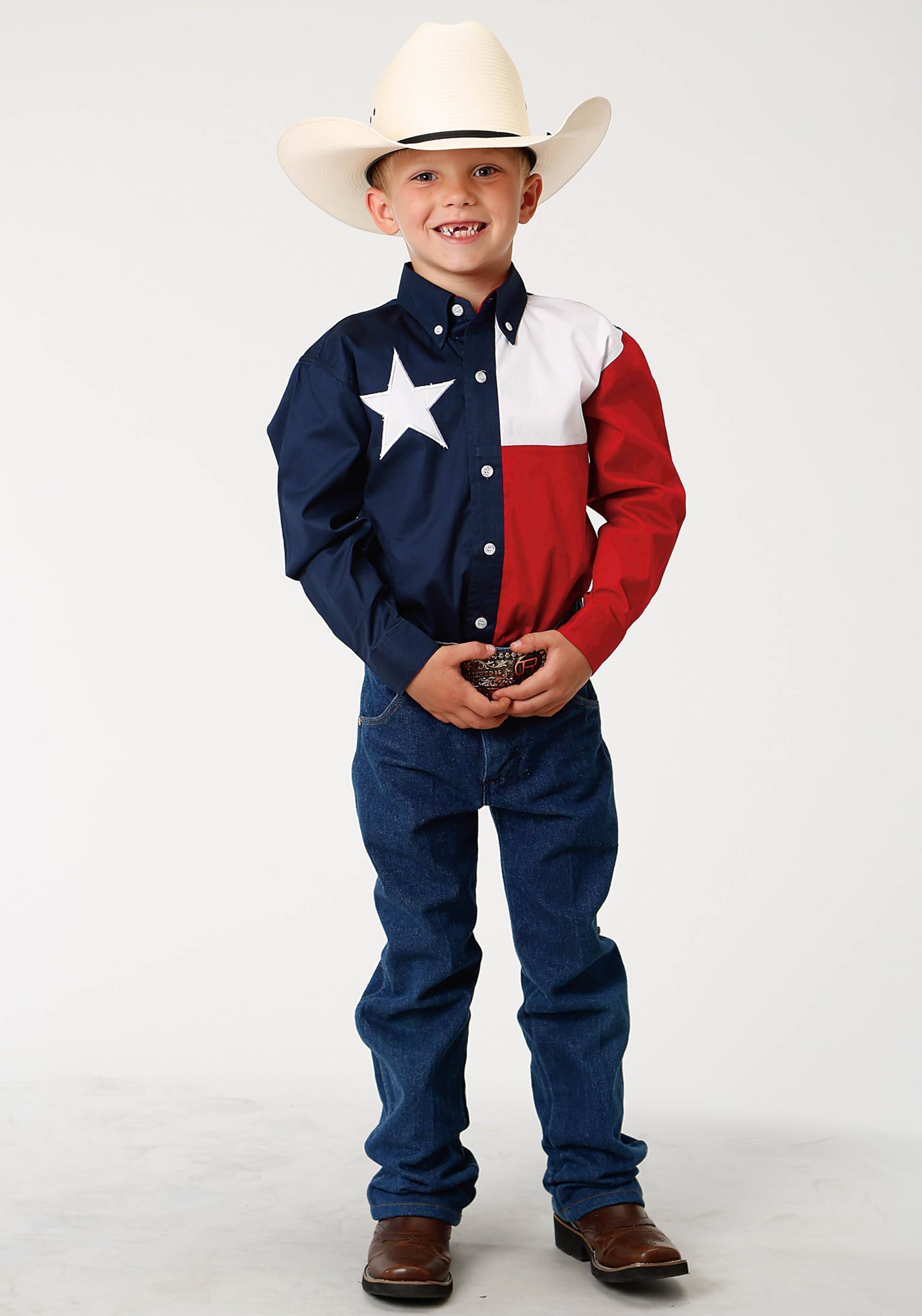 Roper Texas Pieced Flag Western Shirt - Boys | EquestrianCollections