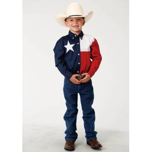 Roper Texas Pieced Flag Western Shirt - Boys