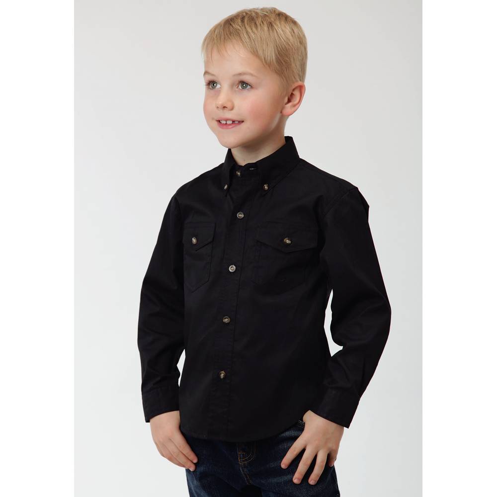 boys black denim shirt