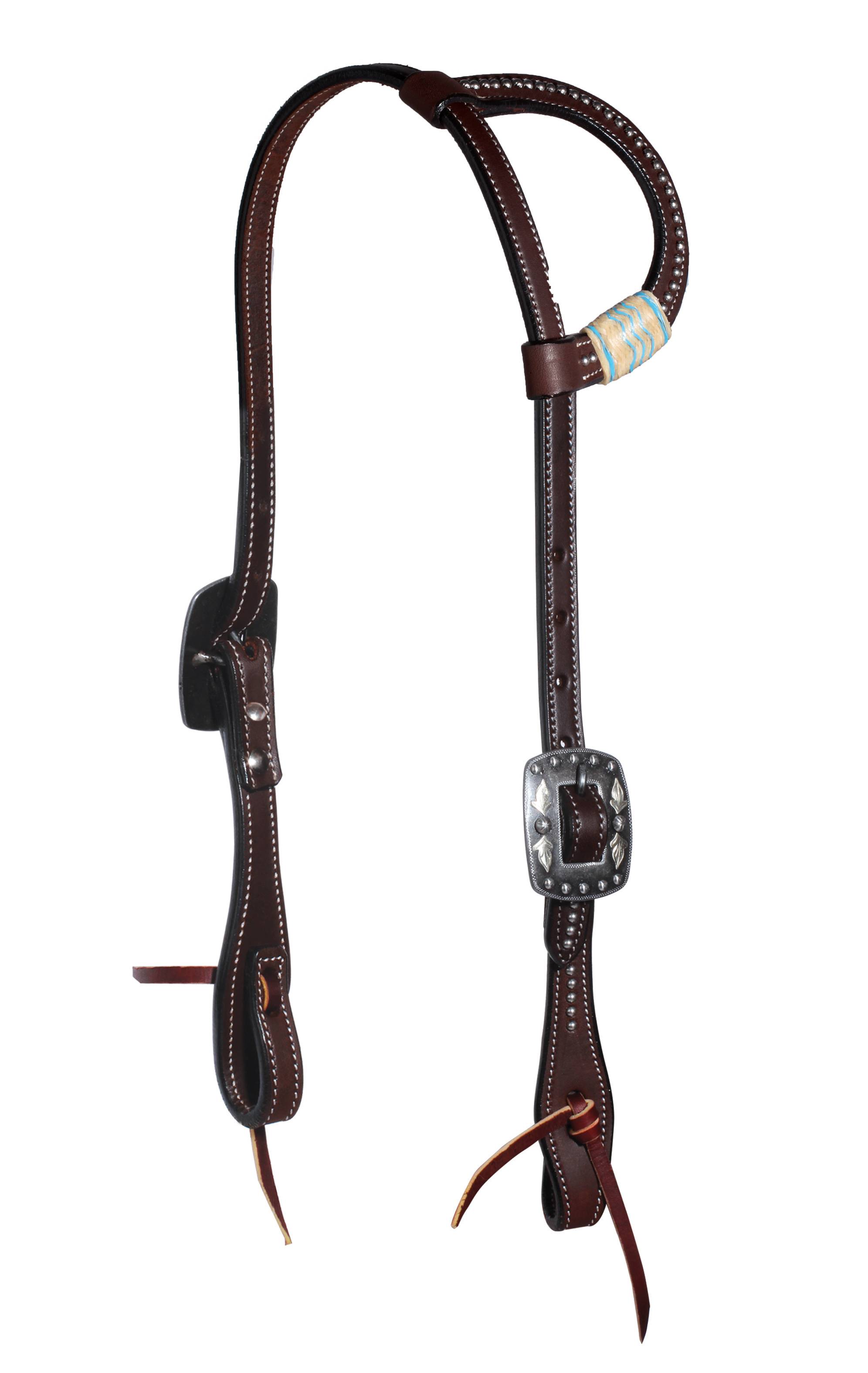 Professionals Choice Turquoise Rawhide One-Ear Headstall