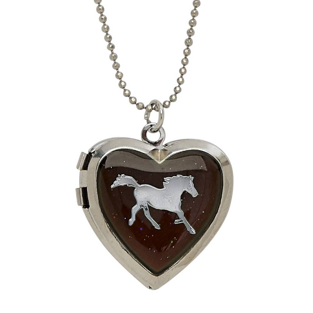 5-999098 Glitter Mood Horse Heart-Shaped Locket Necklace sku 5-999098