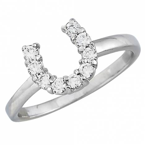 AWST Int'l Sterling Silver & Clear CZ Horseshoe Ring