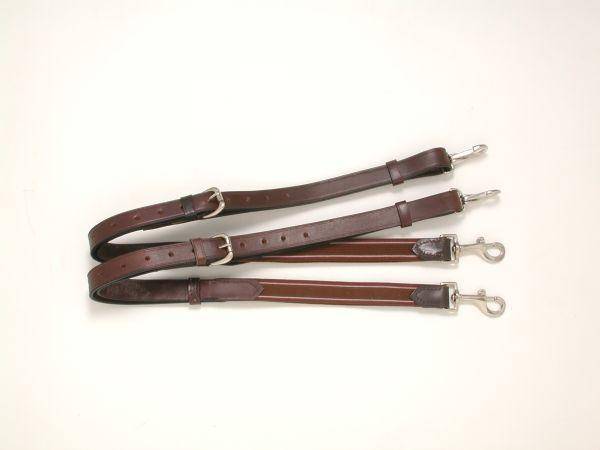 Performers 1st Choice German Style Leather Side Reins with Rubber Ring Brown 