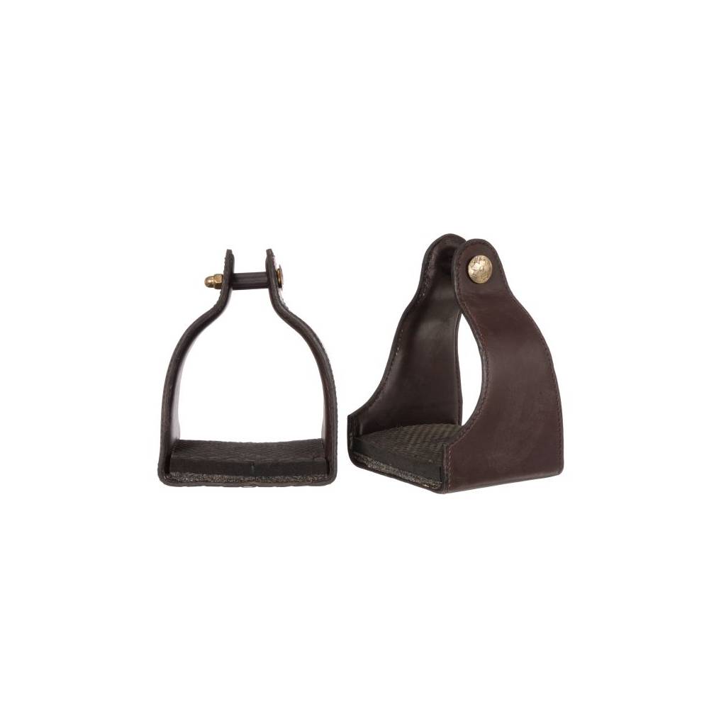 1" Leather Covered Padded Endurance Stirrups with 4 1/2" Tread