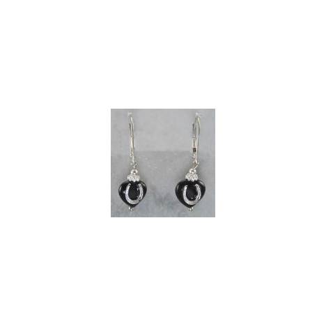 Finishing Touch Heart with Horseshoe Earrings - Black Onyx