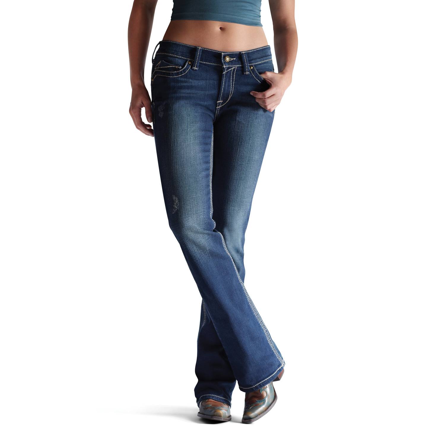 6-167171 AT Ladies Turquoise Stretch Jeans-Caliente sku 6-167171