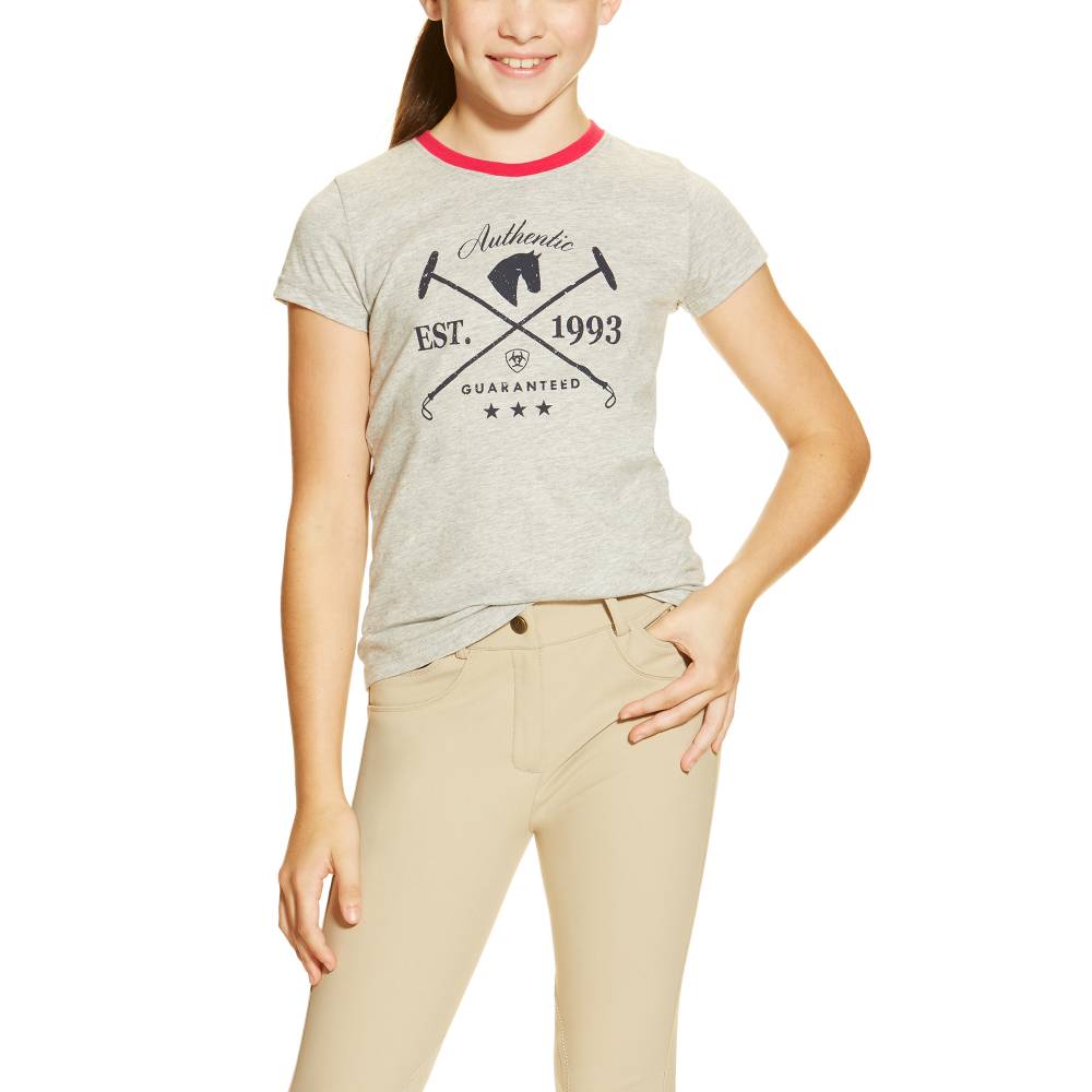 Ariat Authentic Tee - Girls - Heather Gray | EquestrianCollections