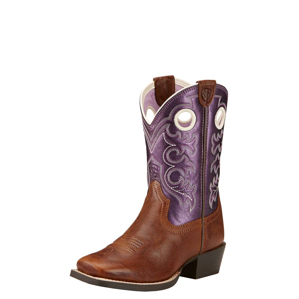 Ariat Crossfire Boots Kids Wood/Sparklin' Purple