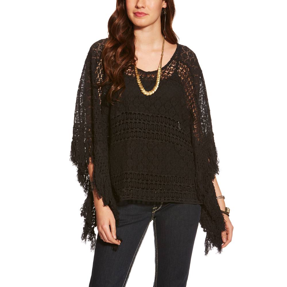 Ariat Lace Poncho - Ladies - Black | EquestrianCollections