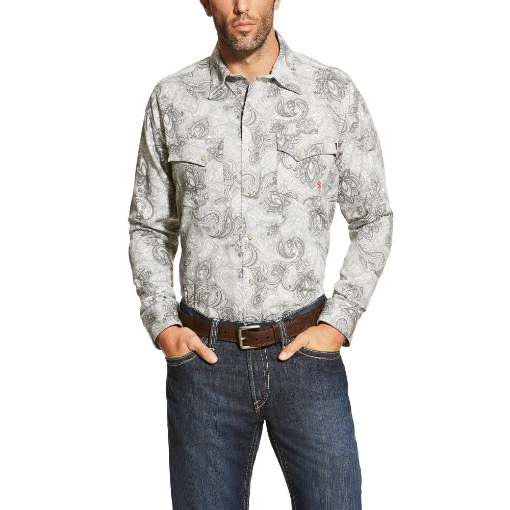 Ariat FR Milo Retro Shirt - Mens - Grey Paisley