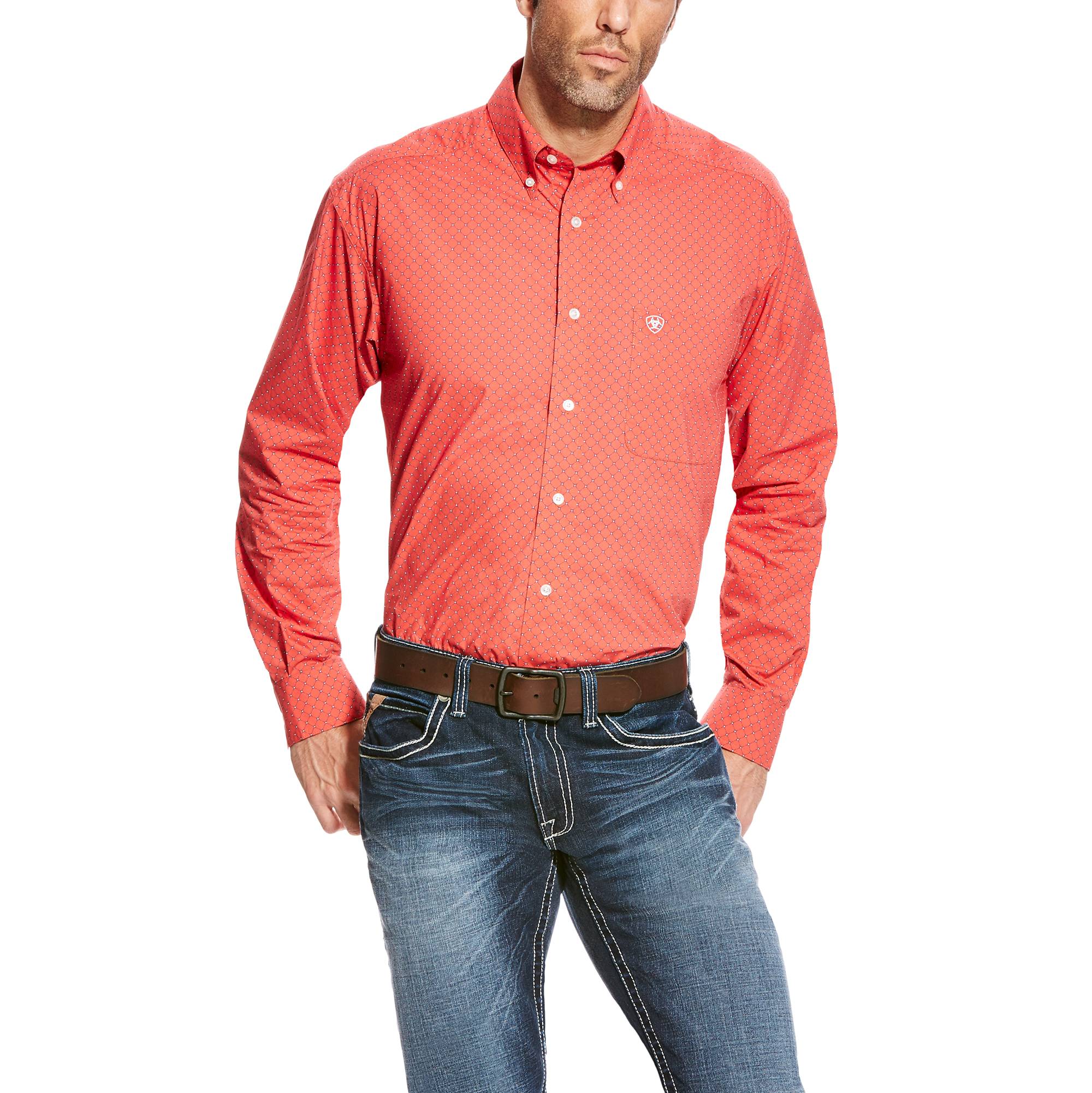 Ariat Alistar Long Sleeve Print Shirt Mens Cranberry