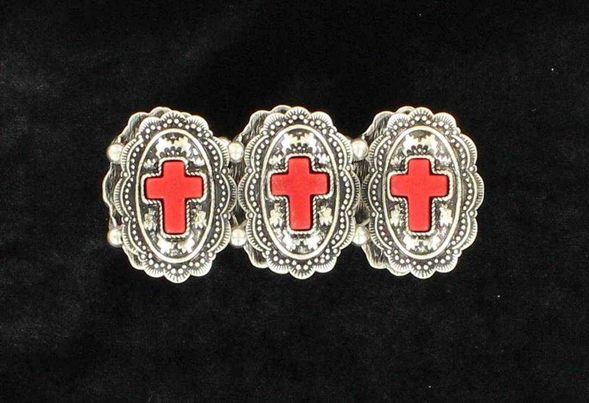 Blazin Roxx Oval Cross Concho Stretch Bracelet