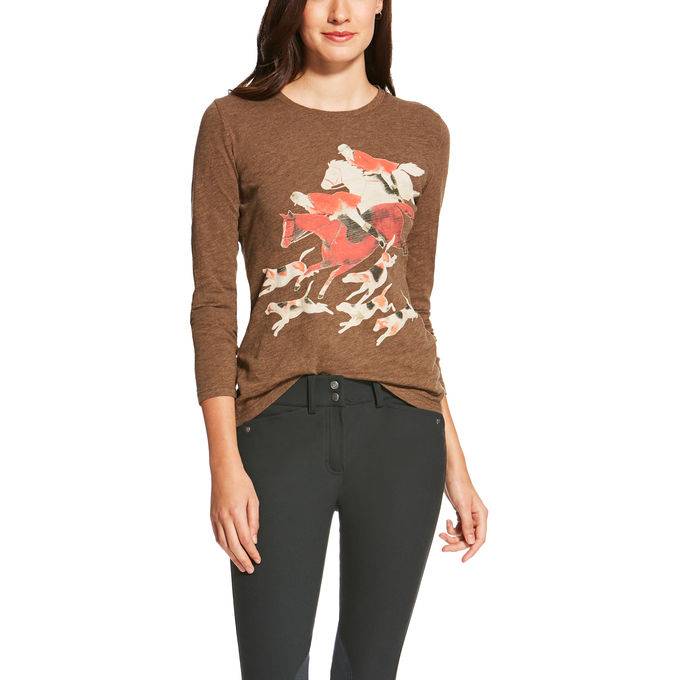 Ariat Hunt Scene Graphic Tee Cap - Ladies - Brown Heather