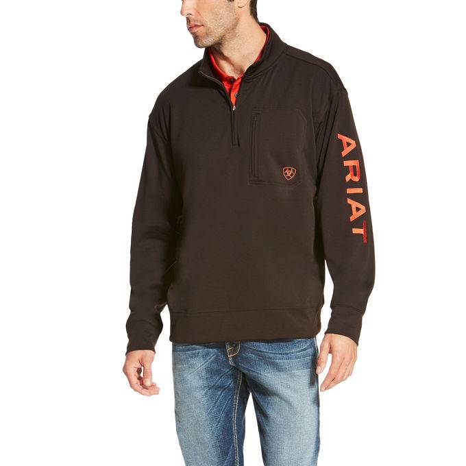 6-194439 Ariat Team Logo 1/4 Zip - Mens - Ganache sku 6-194439