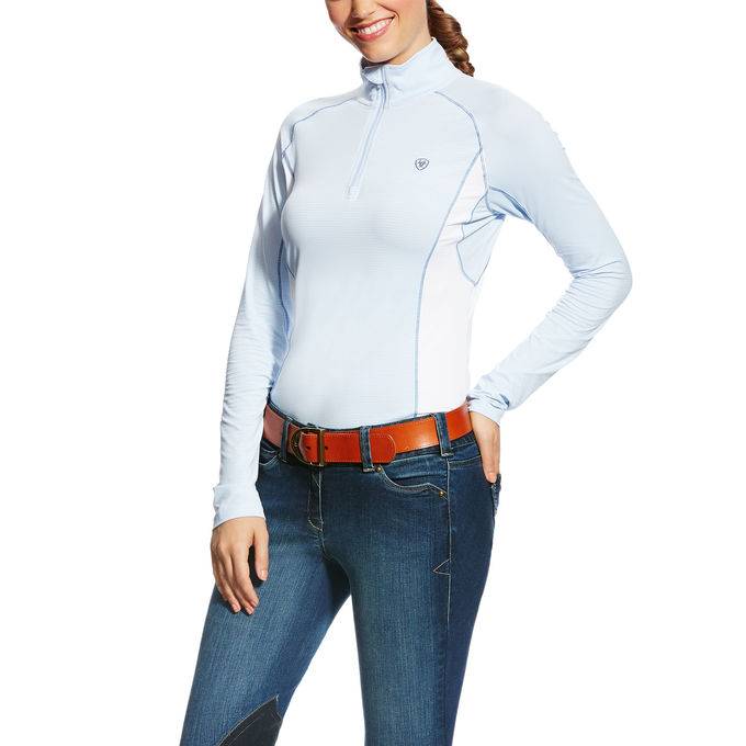 6-194956 Ariat Tri Factor 1/4 Zip - Ladies - Blue Cloud Str sku 6-194956