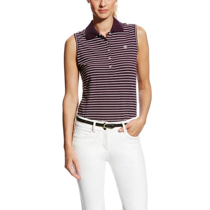 Ariat Prix Sleeveless Polo - Ladies - Plum Perfect Stripe