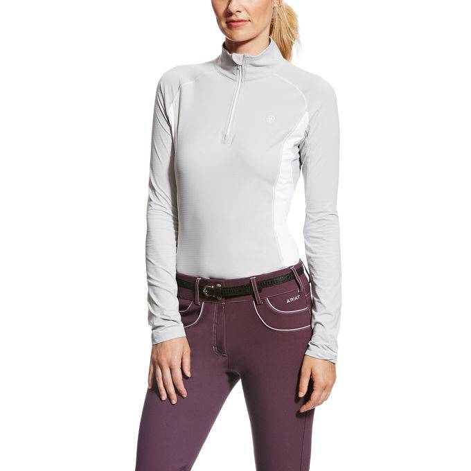 Ariat Tri Factor 1/4 Zip - Ladies - Silver Gray