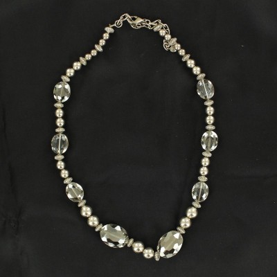 Silver and Clear Beads Necklace