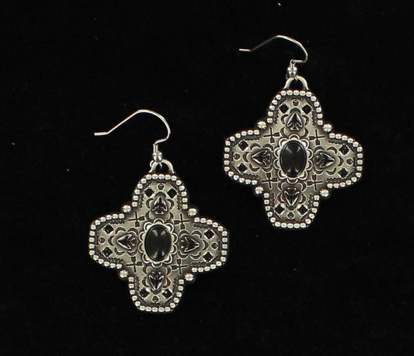 6-197350 Engraved Cross Fish Hook Earrings sku 6-197350