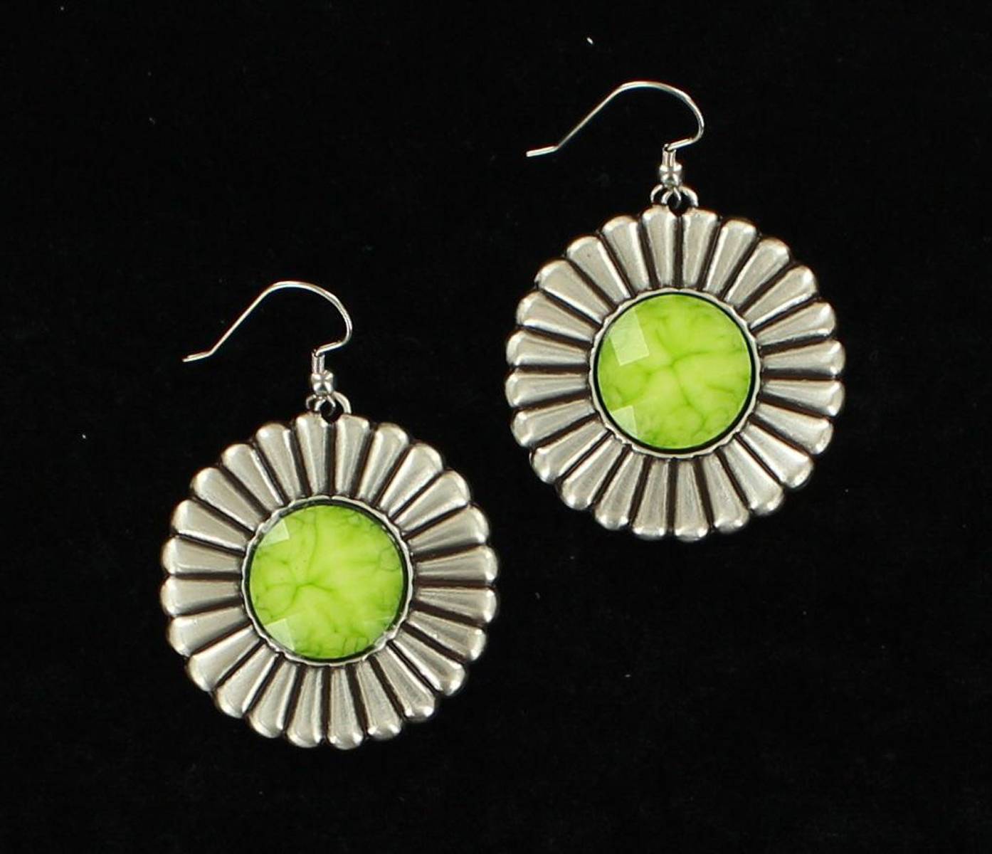 Daisy Style Concho Earrings with Stone