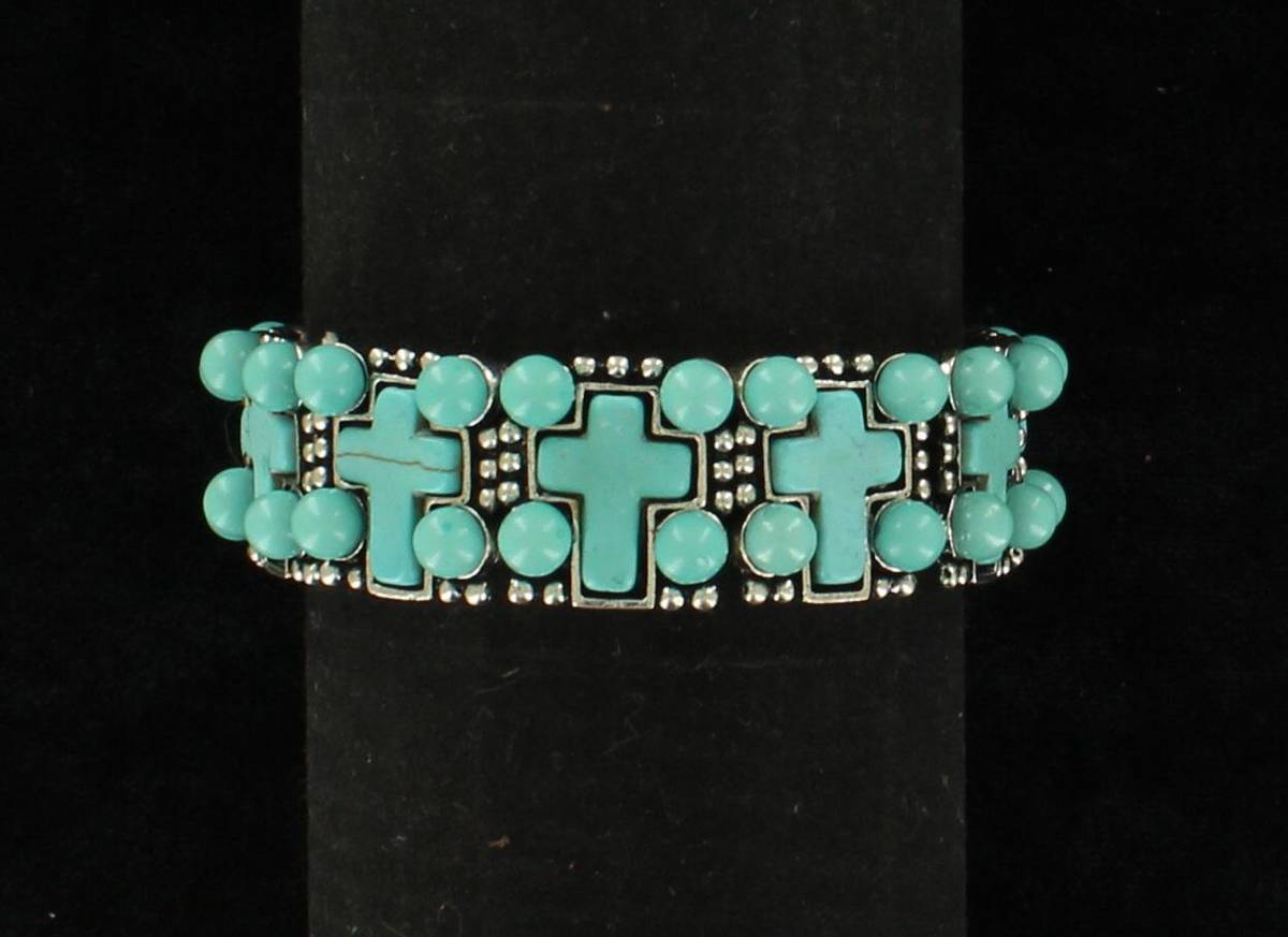 Cross and Bead Stretch Bracelet