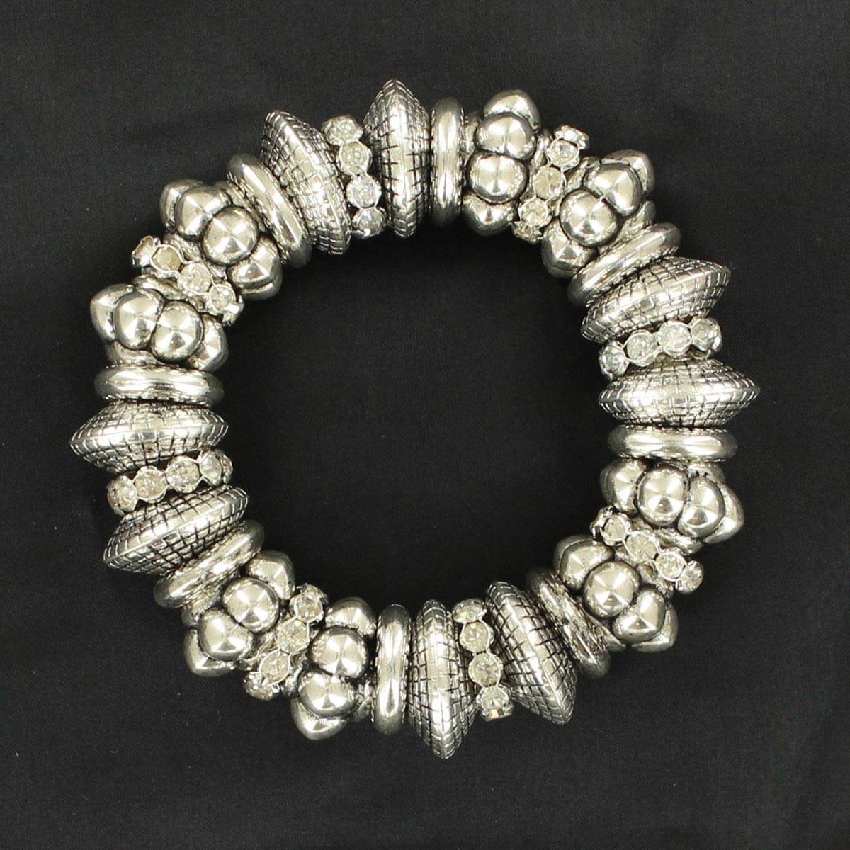 6-197365 Stretch Silver Plated Bead Bracelet sku 6-197365