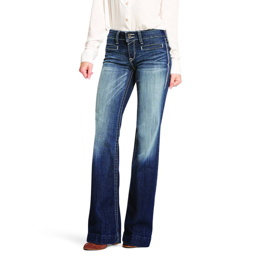 Ariat Ladies Trouser Mid Rise Stretch Entwined Wide Leg Jeans