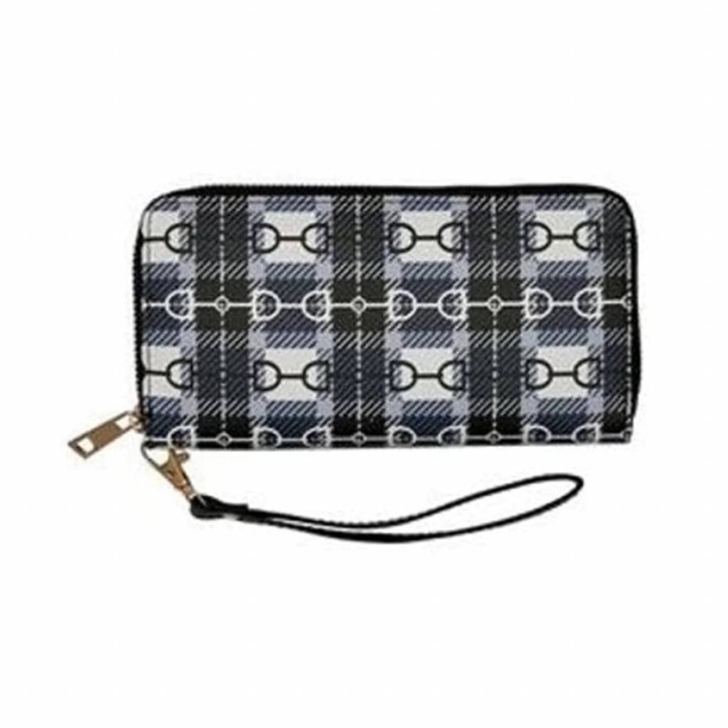 AWST Int'l "Lila" Snaffle Bit Plaid Clutch Wallet