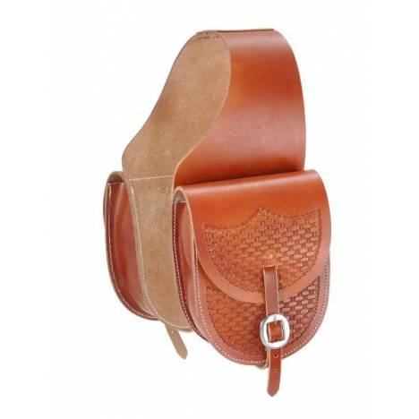 Tough-1 Leather Saddle Bag with Basket Stamp