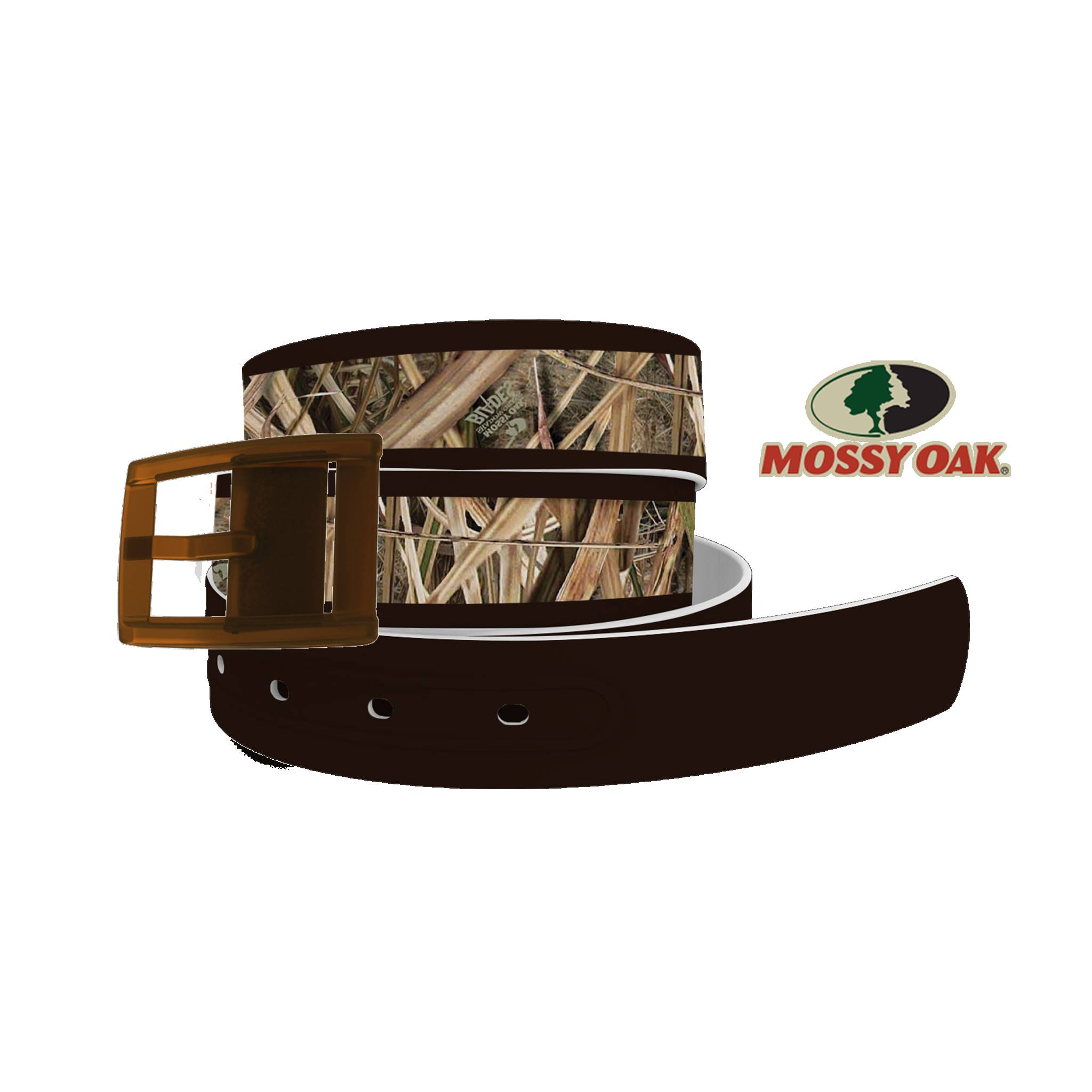 C4 Belt Mossy Oak - Shadow Grass Blades Brown Tip Belt with Brown Buckle Combo