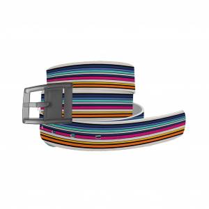 C4 Belt Cool Retro Stripes Belt with Grey Buckle Combo