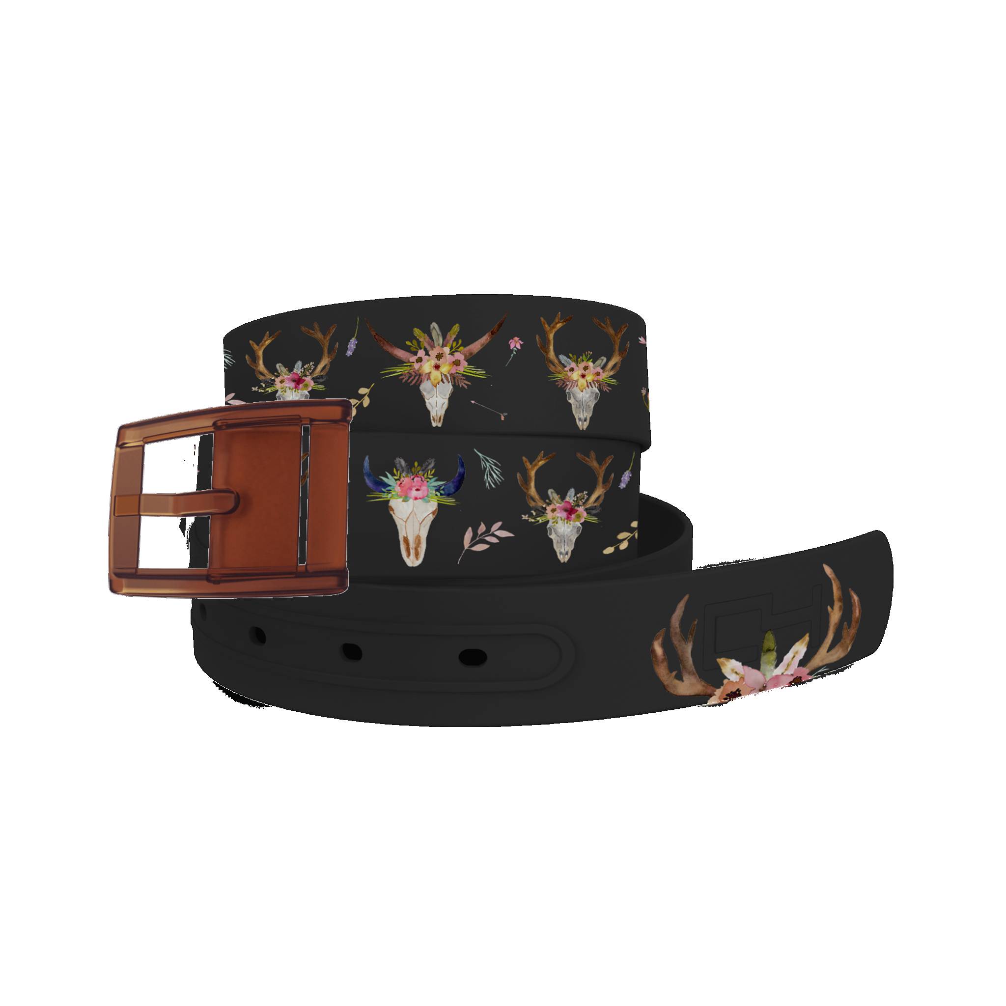 4-119283 C4 Belt Cow Skulls Black Belt with Khaki Buckle Co sku 4-119283