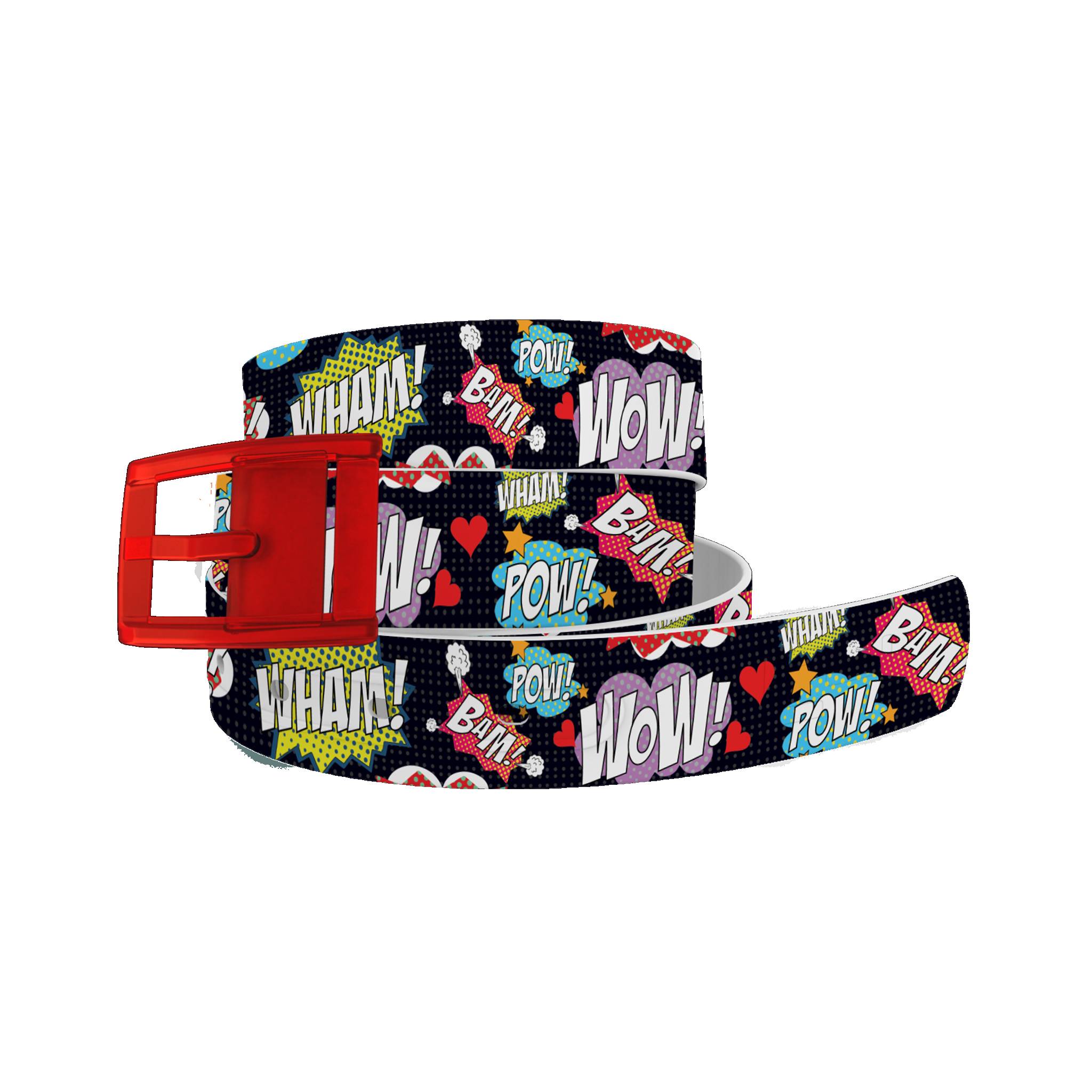 4-119328 C4 Belt Comic Words Belt with Red Buckle Combo sku 4-119328