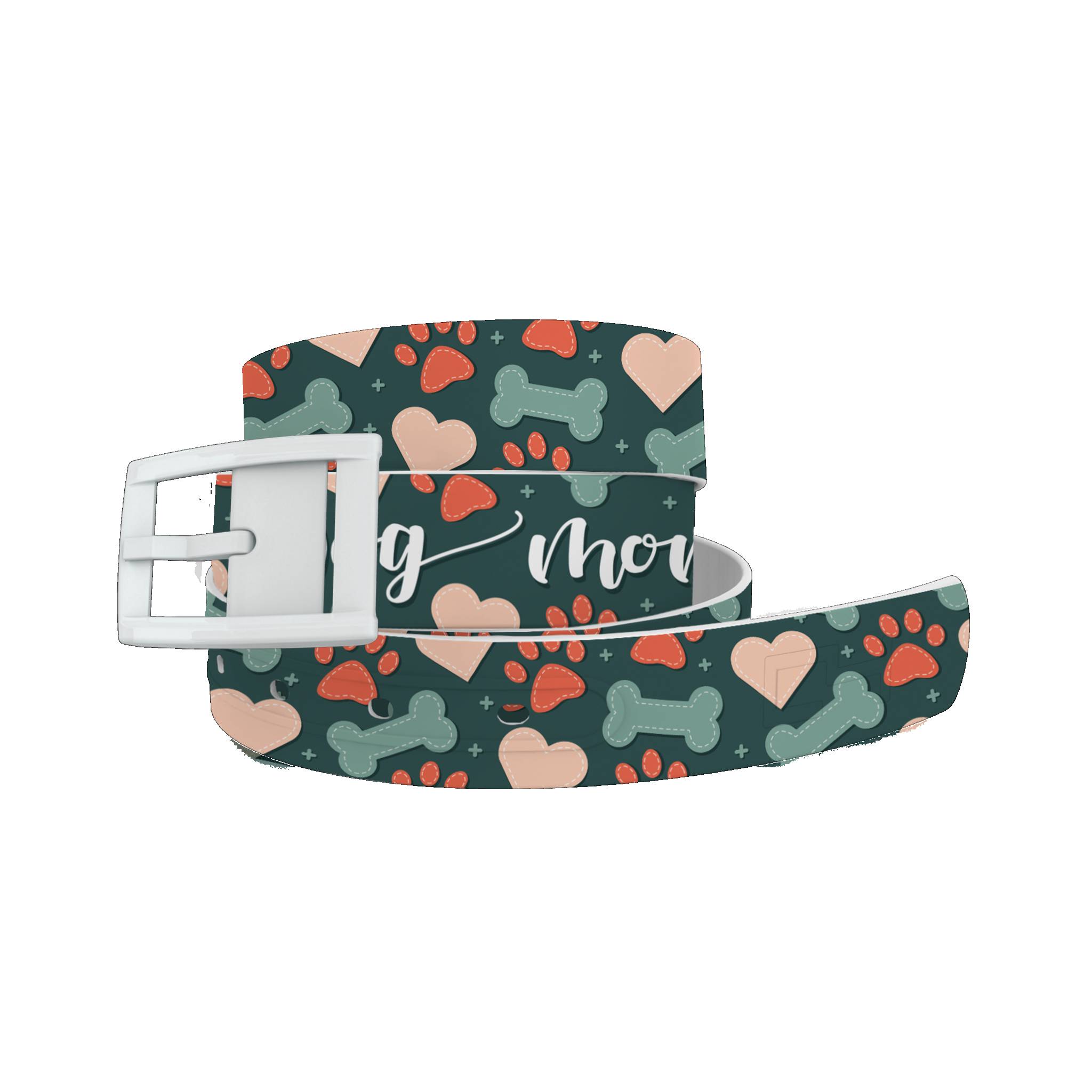 C4 Belt Dog Mom Belt with White Buckle Combo