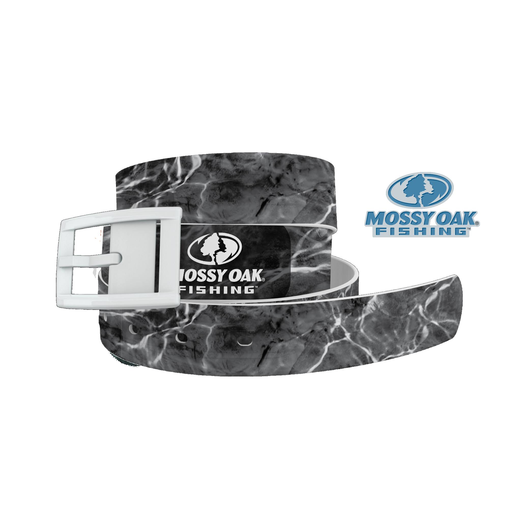 C4 Belt Mossy Oak - Agua Fishing Grey Belt with White Buckle Combo