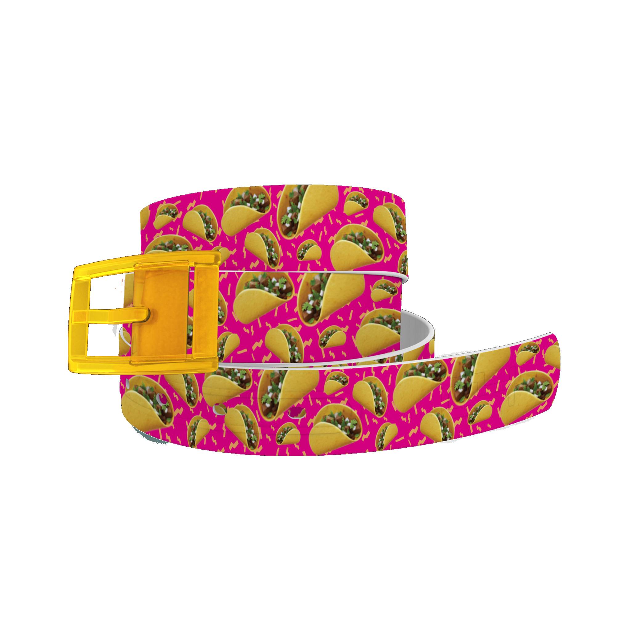 4-119346 C4 Belt Tacos Hot Pink Belt with Yellow Buckle Com sku 4-119346