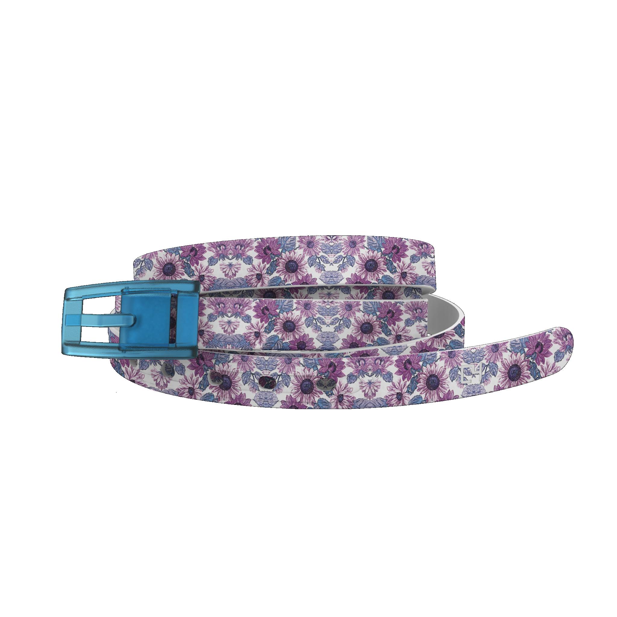 C4 Belt Skinny Purple Floral Belt with Baby Blue Buckle Combo