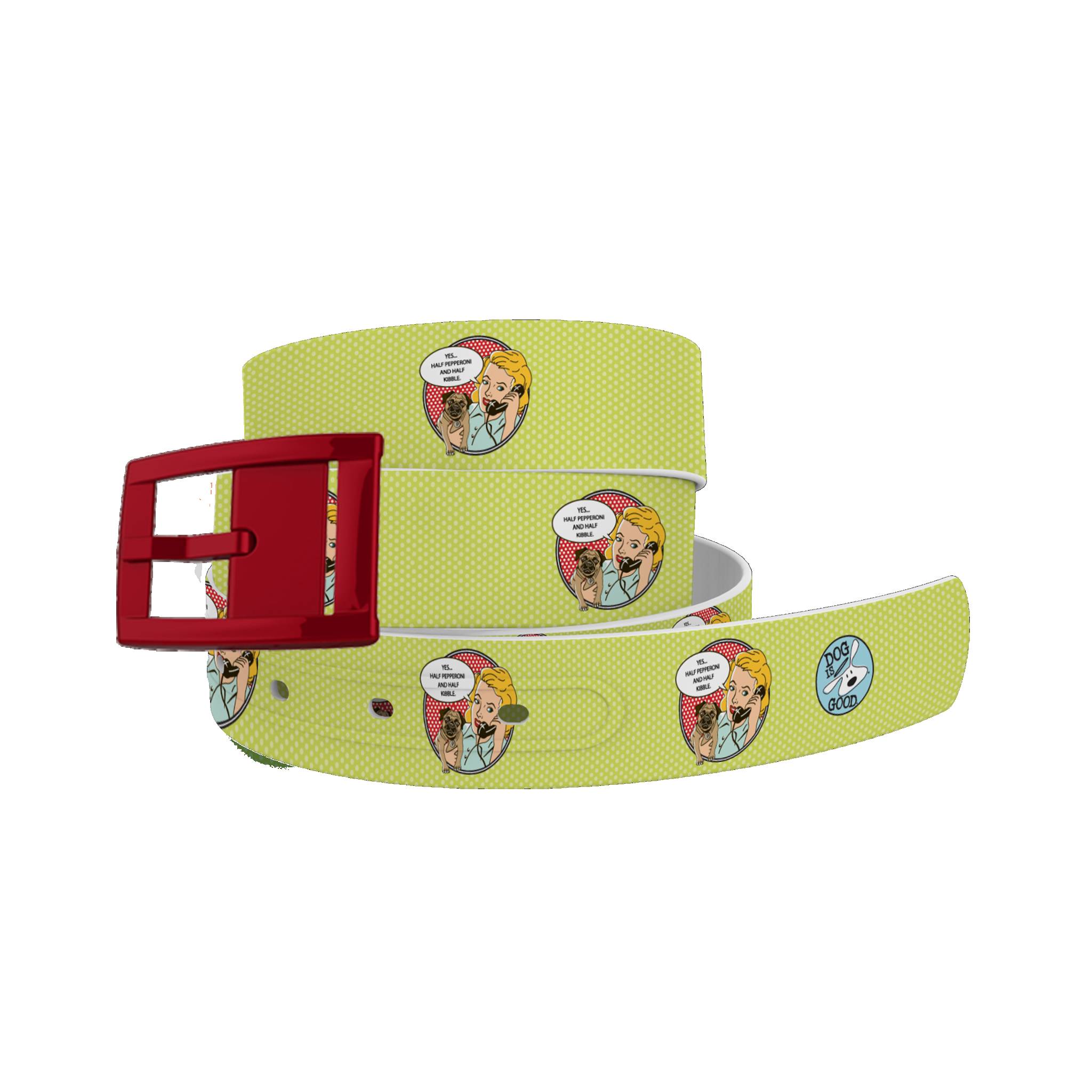 C4 Belt DIG Kibble Pizza Belt with Red Chrome Buckle Combo