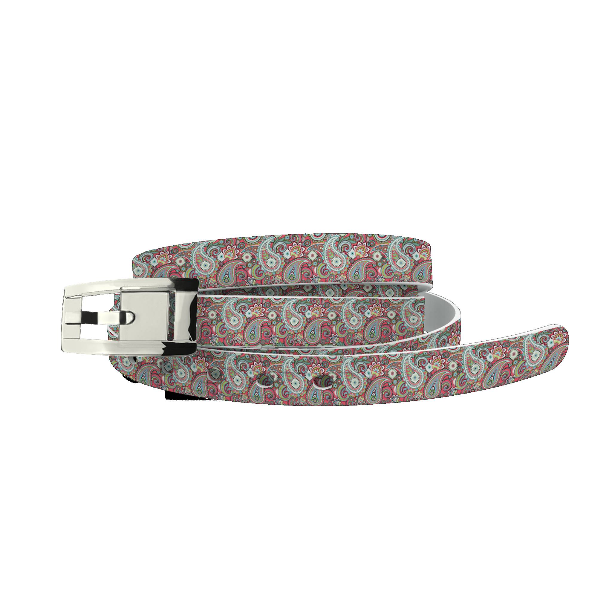 C4 Belt Skinny Paisley Magenta Belt with Silver Chrome Buckle Combo