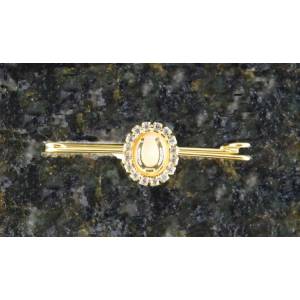 Finishing Touch Mother of Pearl Oval Stock Pin with Horseshoe & Rhinestones