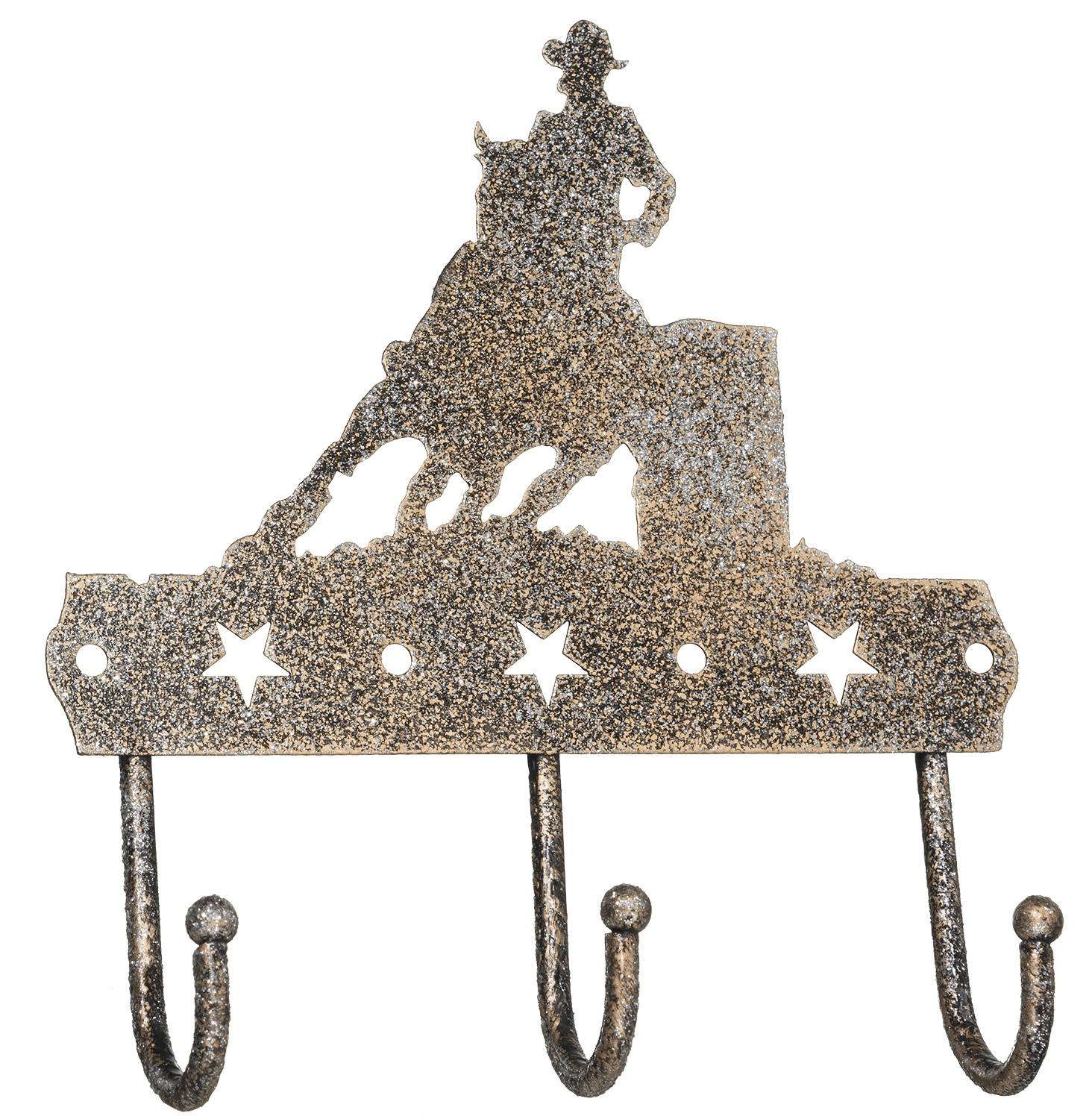 Tough-1 3 Hook Rack With Equine Motif And Glitter Finish - Barrel Racer