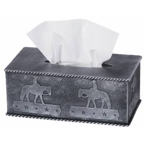 Tough-1 Tissue Box Cover With Equine Motif - Western Pleasure