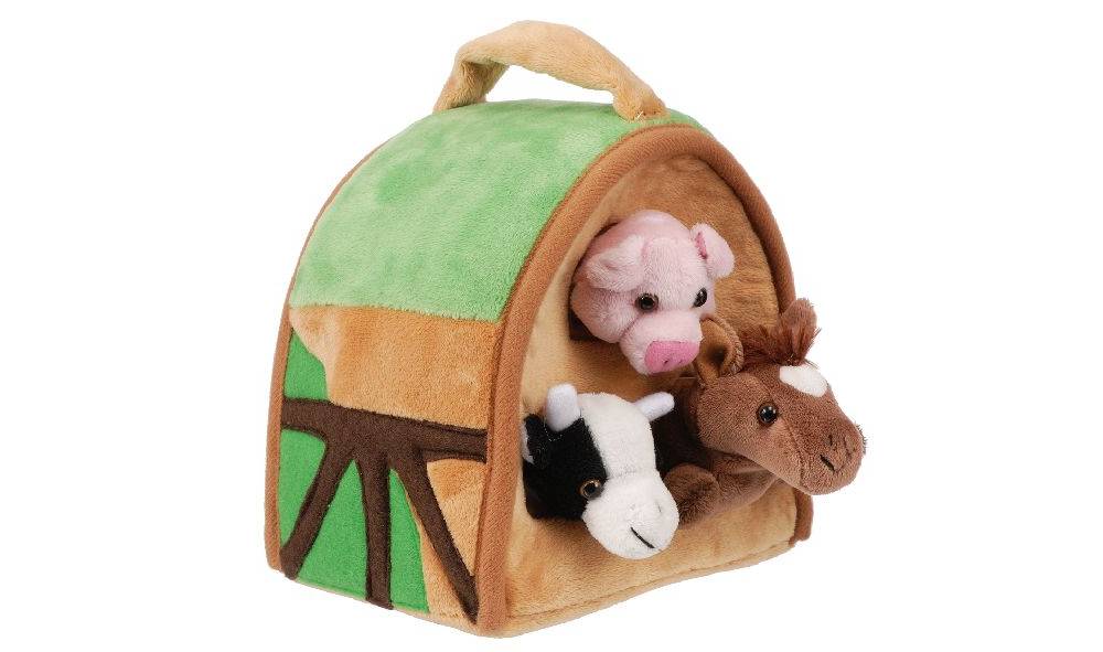 plush barn with animals