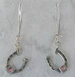 Finishing Touch Horseshoe with  Stone Earrings - Euro Wire - Pink