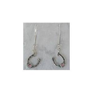 Finishing Touch Horseshoe with  Stone Earrings - Euro Wire - Pink