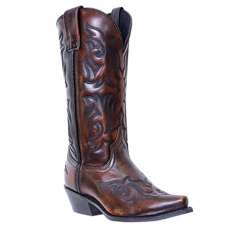 Laredo Hawk Embroidered Snip Toe Pull On Cowboy Boots